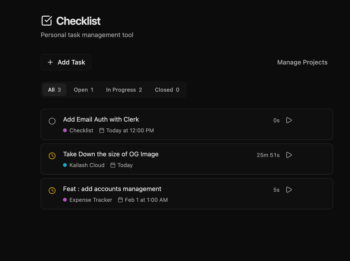 Checklist screenshot